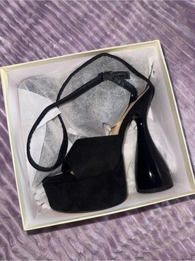 Only Maker Black Platform Ankle-Strap Heels